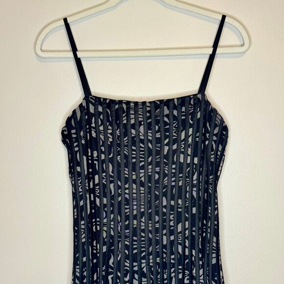 JS Collections Black and White Fit Flare Corset Midi Dress Stripe Vintage Y2K - Picture 2 of 9